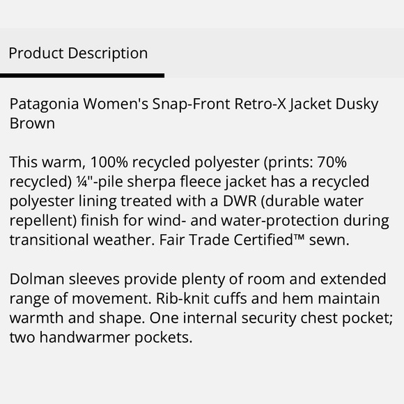 Patagonia Snap front Retro x Jacket Dusky Brown - Picture 3 of 6